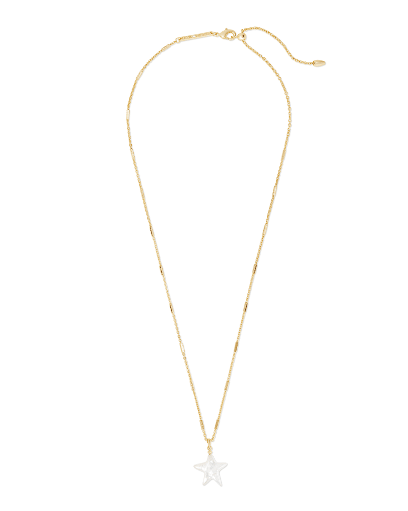 Carved Jae Star Gold Pendant Necklace in Ivory Mother-Of-Pearl image number 3